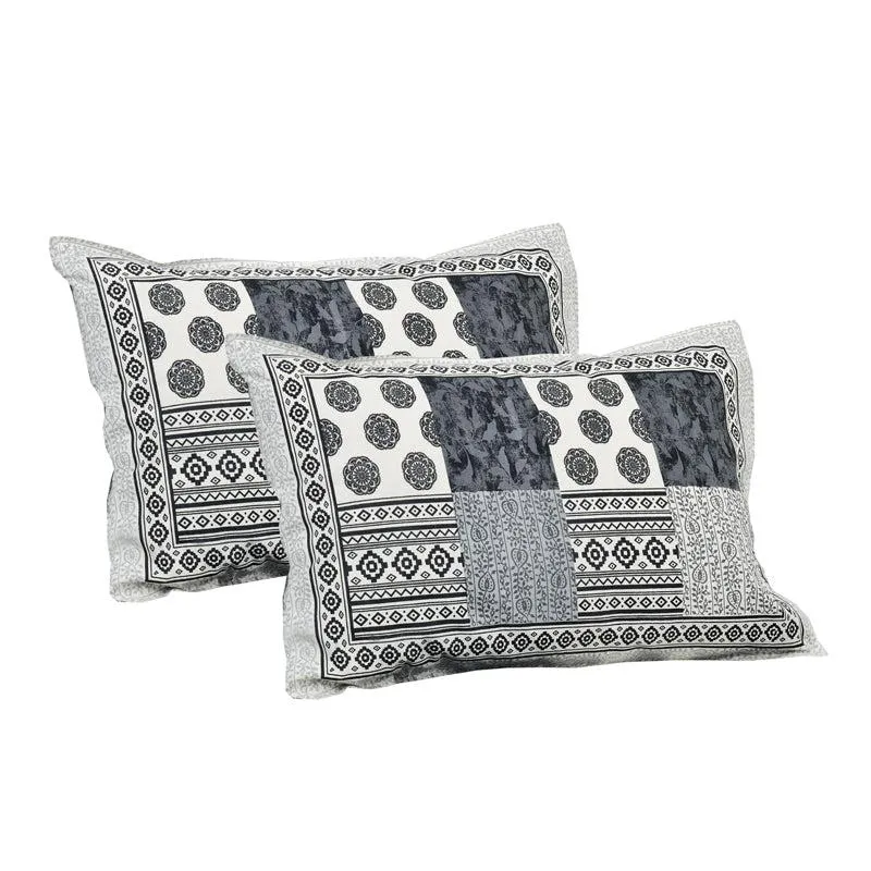 Lamora Ethnic Cotton Bedsheet (Blue,White) - 160 TC media 6