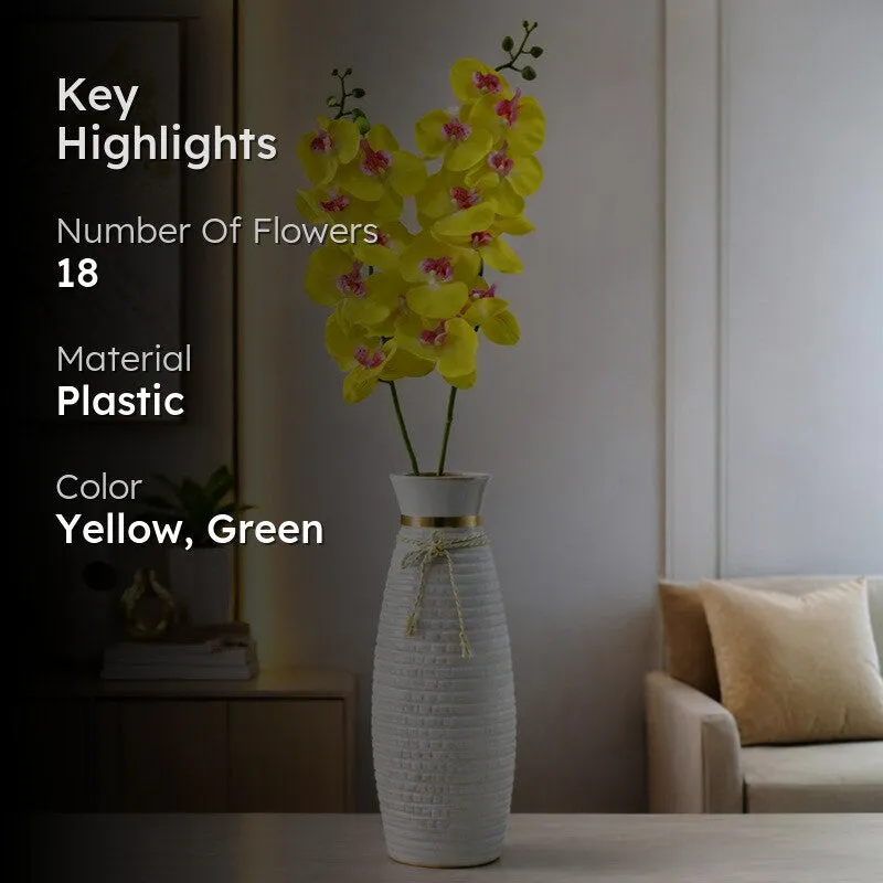 Auraflora Plastic Artificial Flower (Yellow) - Set Of Two media 2
