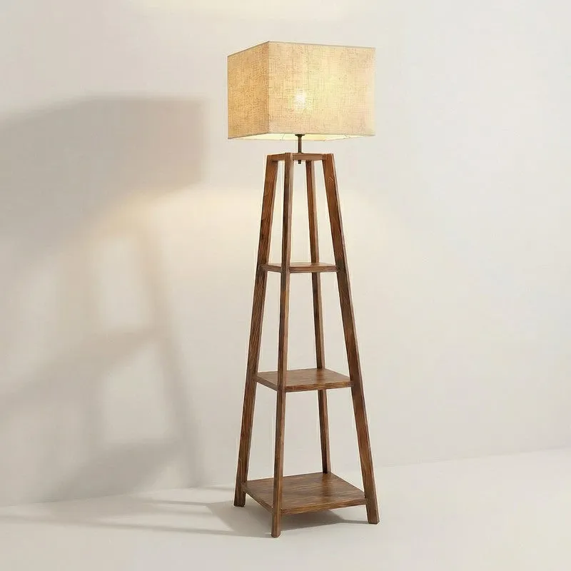 Akris Wooden Floor Lamp With Shelves media 8