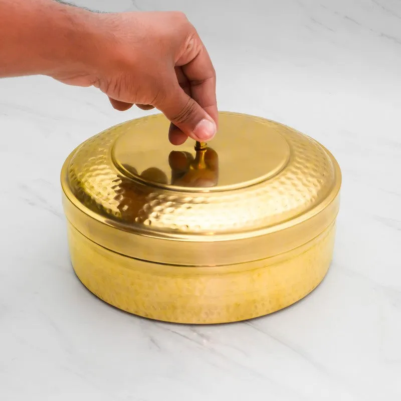 RoyalBlend Brass Round Masala Box - Nine Piece Set media 5