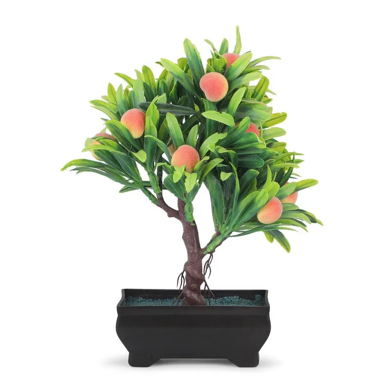 Leafora Peach Artificial Plant With Plastic Pot - 0.8 Feet media 3