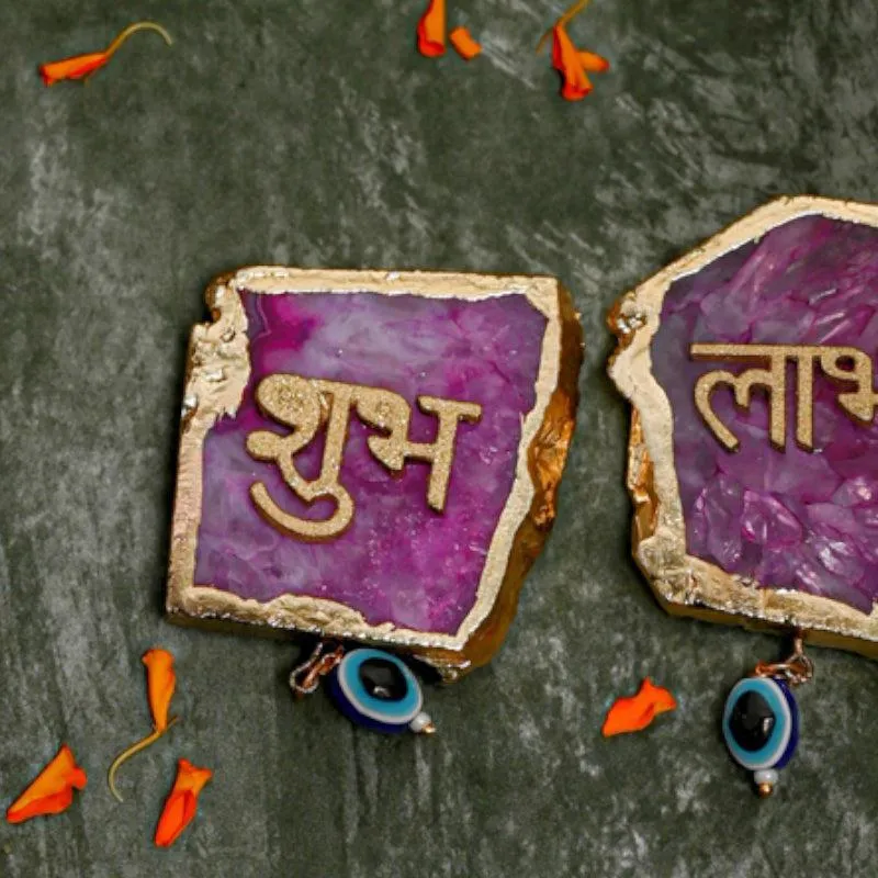 Shub Labh Agate Wall Accents (Pink) - Set Of Two media 3