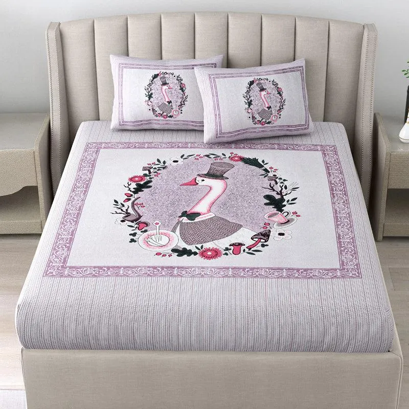 Panchatantra Pals Kids Cotton Bedsheet (Pink) - 140 TC media 1
