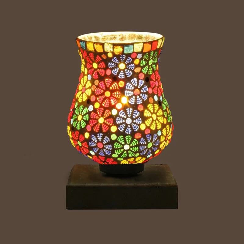 Glazic Mosaic Glass Table Lamp With Wooden Base - Multicolor media 7