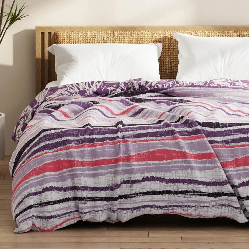 Arjia Floral Reversible Microfiber Comforter (Purple) - 120 GSM media 8