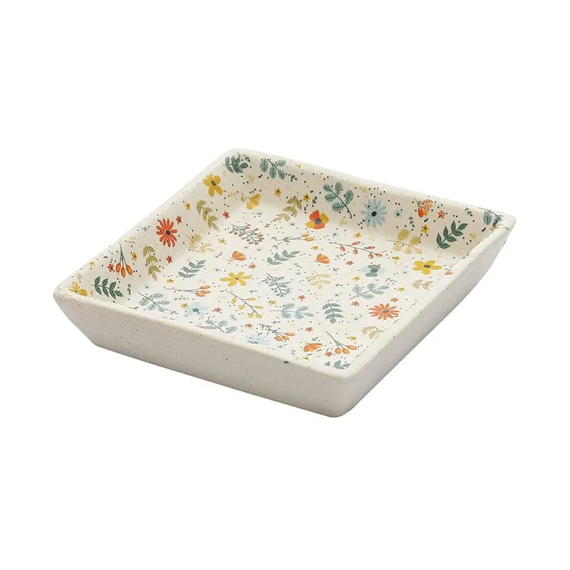 Bloomstone Multicolor Square Stoneware Platter - Set of Two media 5