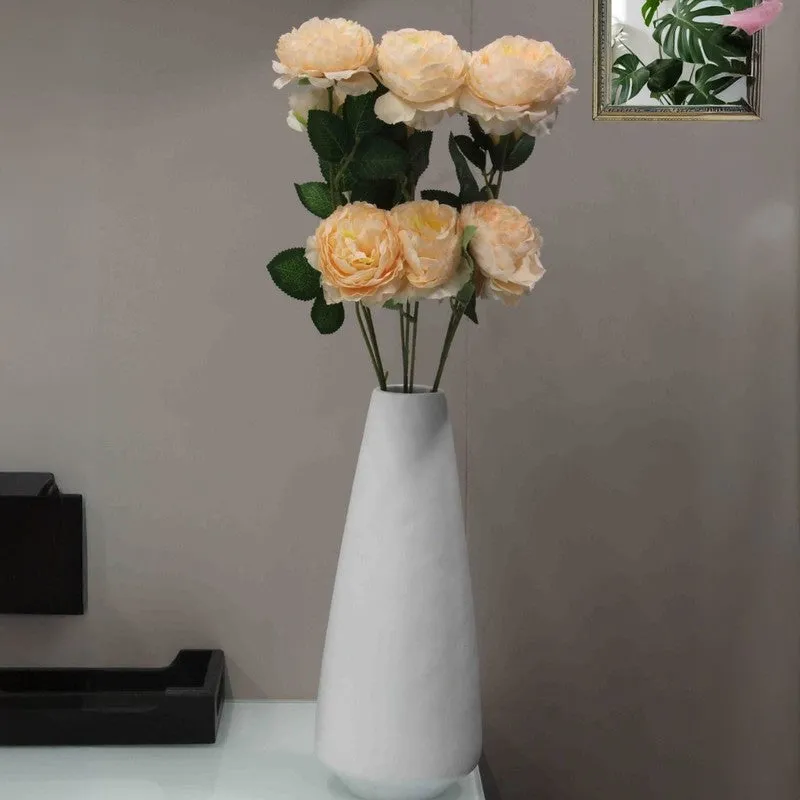 Lifelike Artificial Rose Flower With Natural Touch (Peach) - Set of Three media 4