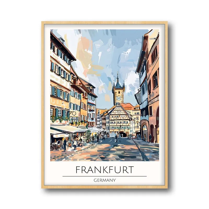 Vintage Frankfurt Framed Canvas Archival Canvas Wall Painting - Natural Brown Frame media 5