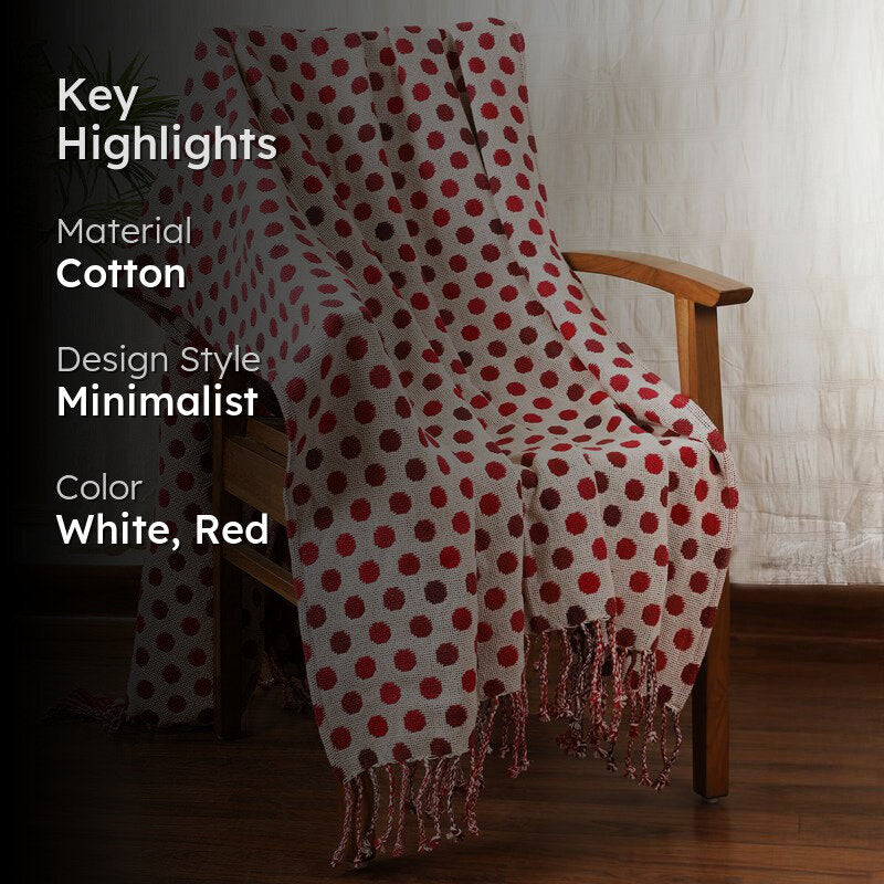Confetti Comfort Knitted Cotton Throw - Red media 2