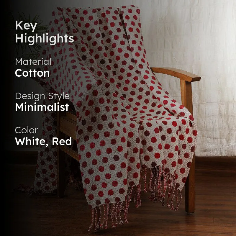 Confetti Comfort Knitted Cotton Throw - Red media 2