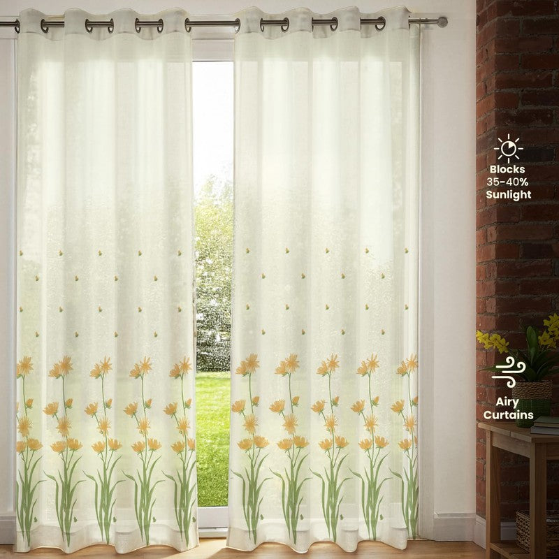 Urban Space Floral Multicolor Polyester Curtains - Set Of Two media 5