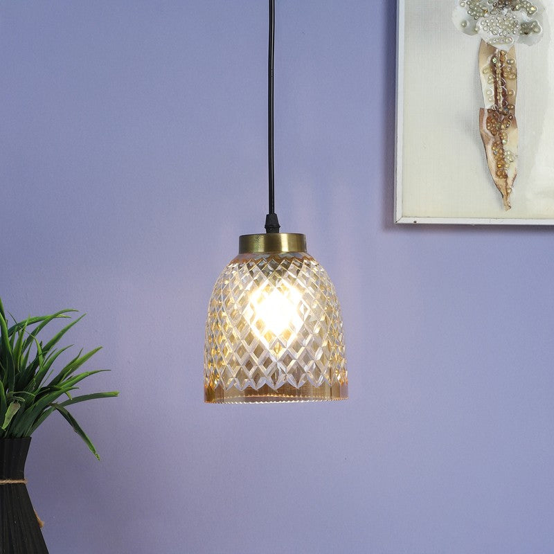 Crystal Bloom Texured Glass Ceiling Lamp