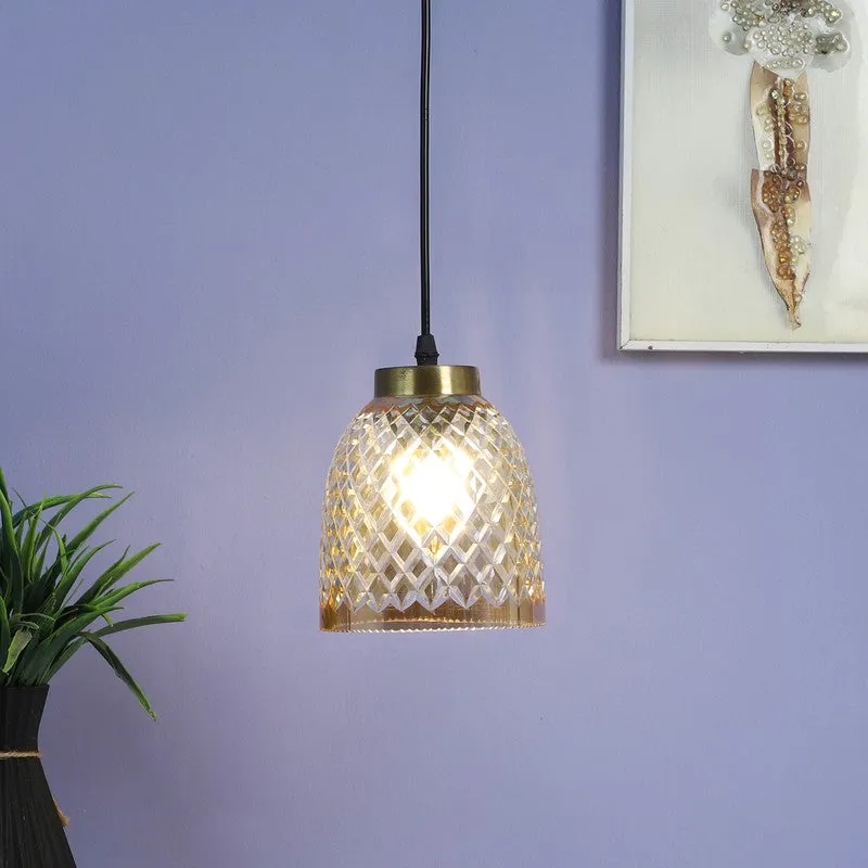 Crystal Bloom Texured Glass Ceiling Lamp media 1