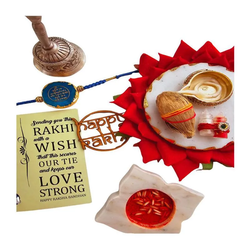 Gayathri Mantra Turquoise Agate Rakhi Gift Set media 3