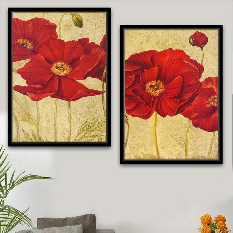 Crickel Floral Cotton Canvas Wall Art - Set Of Two