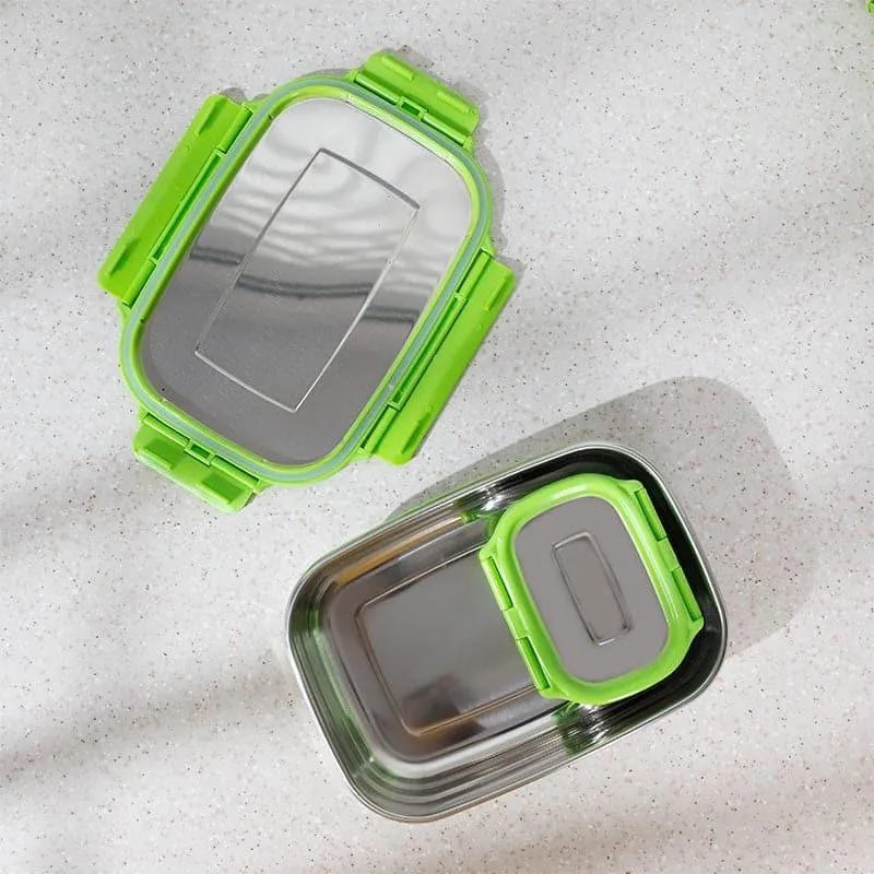 Vidora Green Stainless Steel Lunch Box (775/150 mL) - Two Piece Set media 5