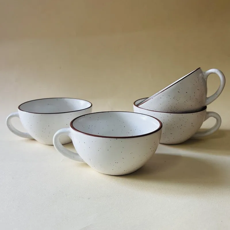 Ceramic Tea Cups (White,240 mL Each) - Set Of Four media 4