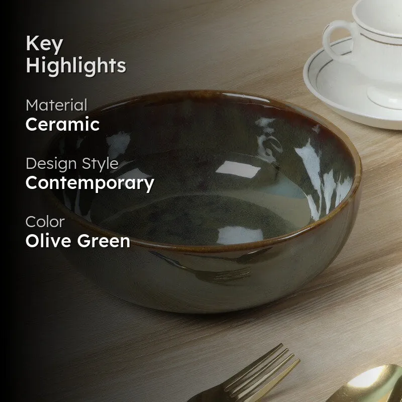 Ceramic Serving Bowls (Olive Green) - 700 mL media 2