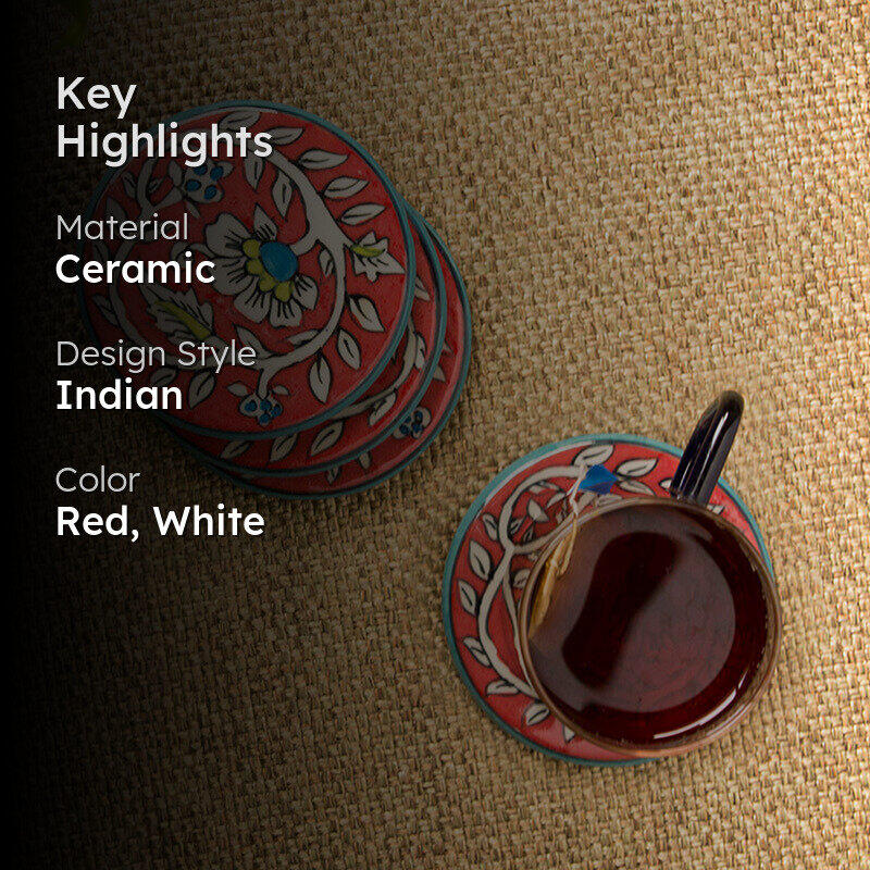 Rajwara Rang Ceramic Coaster - Set Of Four media 2