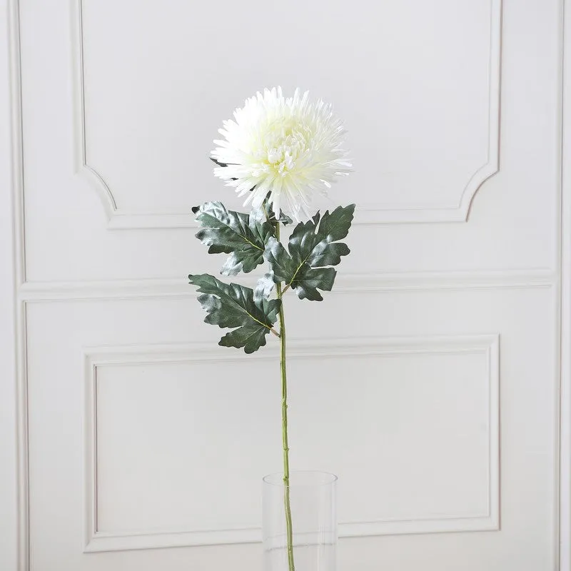 Single Chrysanthemum Artificial Flower Stem - White media 4