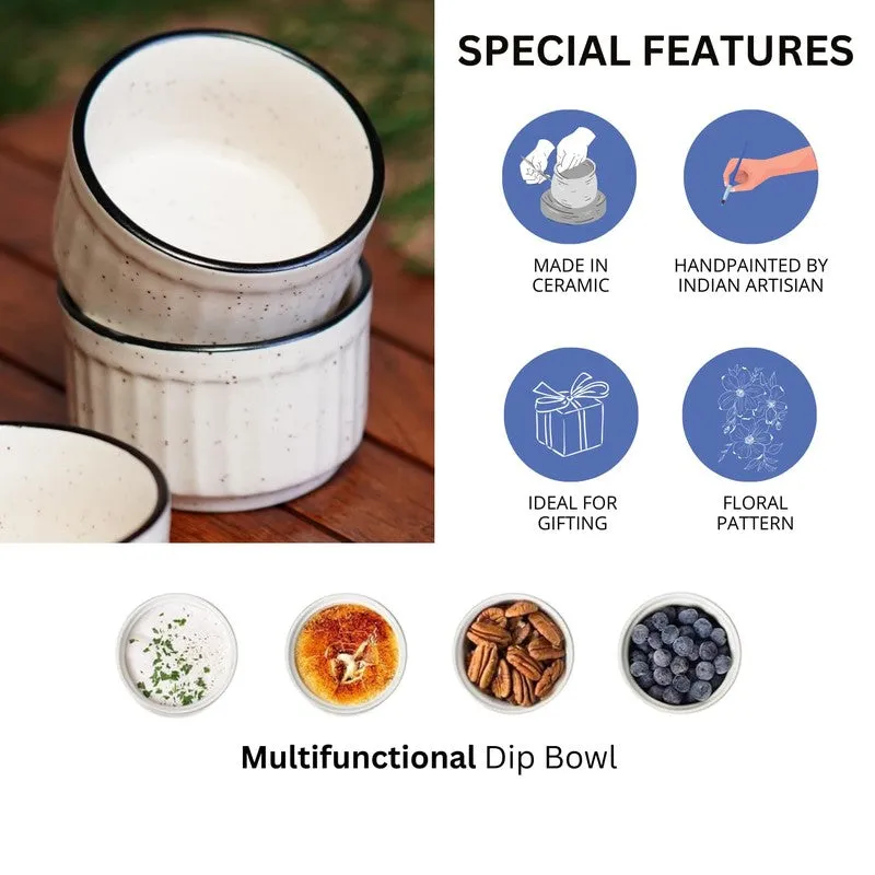 Virelle Ceramic Dip Bowls (White ,50 mL Each) - Set Of Six media 7