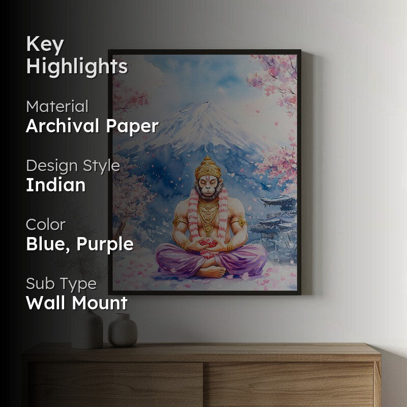 Divine Chiranjeevi Spiritual Archival Paper Wall Painting With Frame - Black media 2
