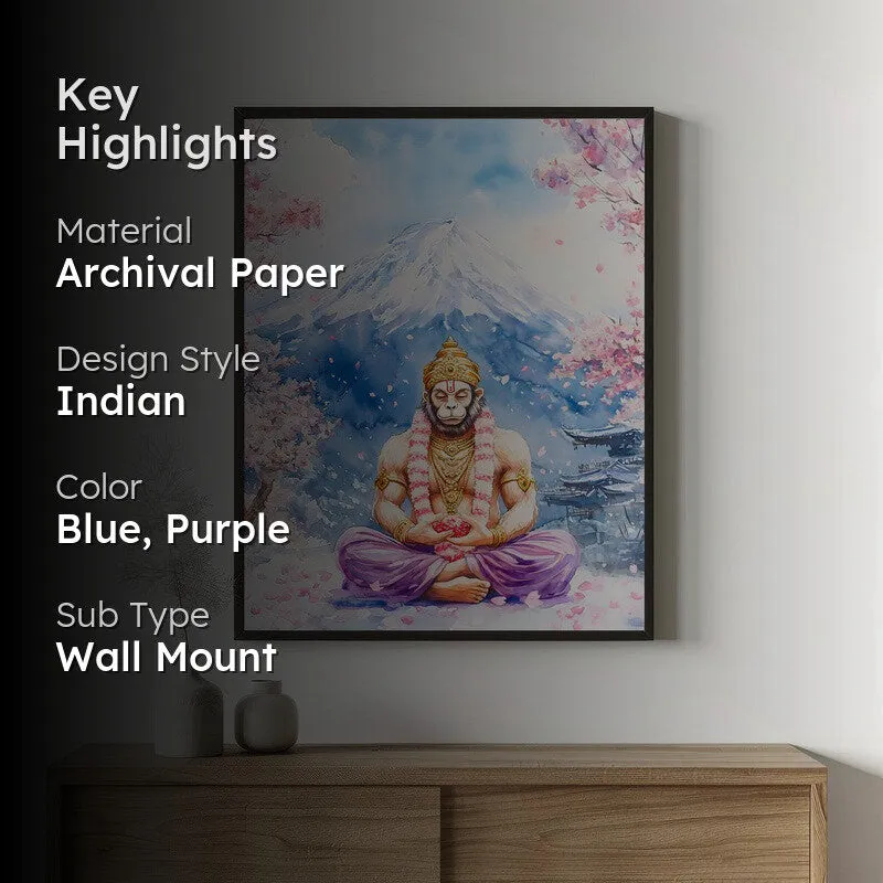 Divine Chiranjeevi Spiritual Archival Paper Wall Painting With Frame - Black media 2