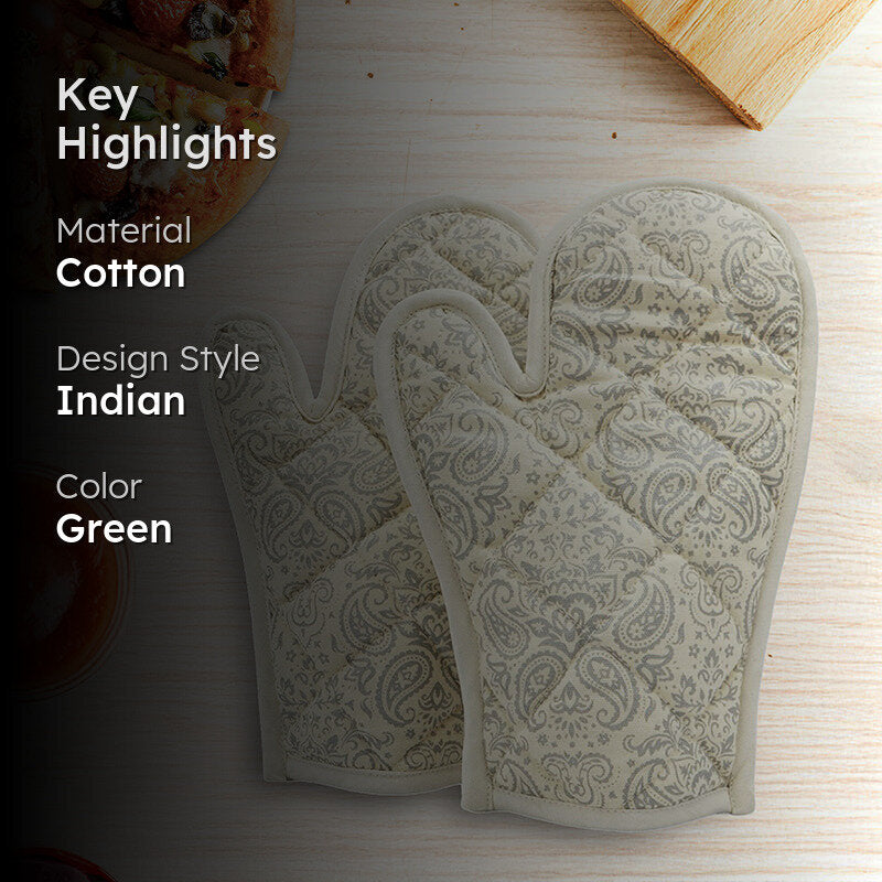 Swayam Tapsi Kitchen Gloves (Beige & Grey) - Set Of Two media 2