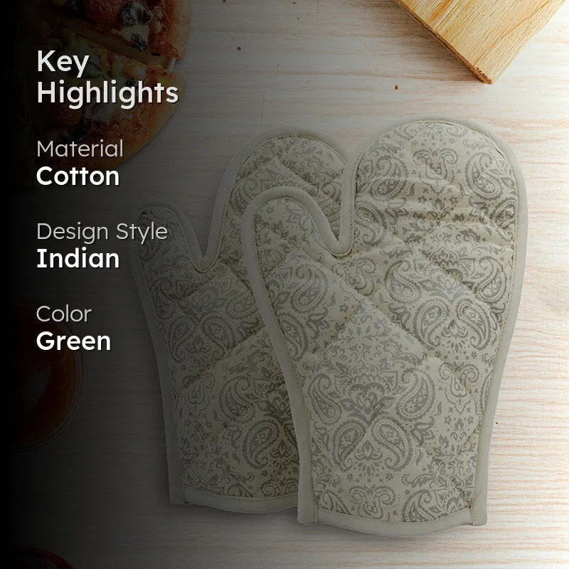 Swayam Tapsi Kitchen Gloves (Beige & Grey) - Set Of Two media 2