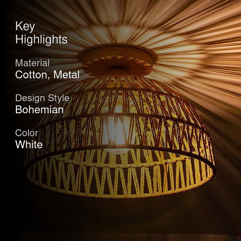 Latticework Cotton Ceiling Lamp - White media 2