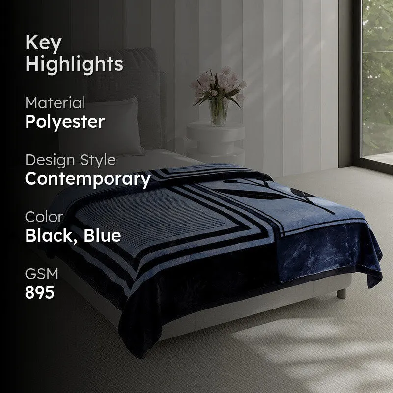 Monte Carlo Midnight Harmony Blanket (Black,Blue) - 895 GSM media 2