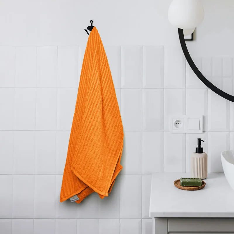 Micro Cotton LuxeDry Striped Bath Towel - Orange media 1