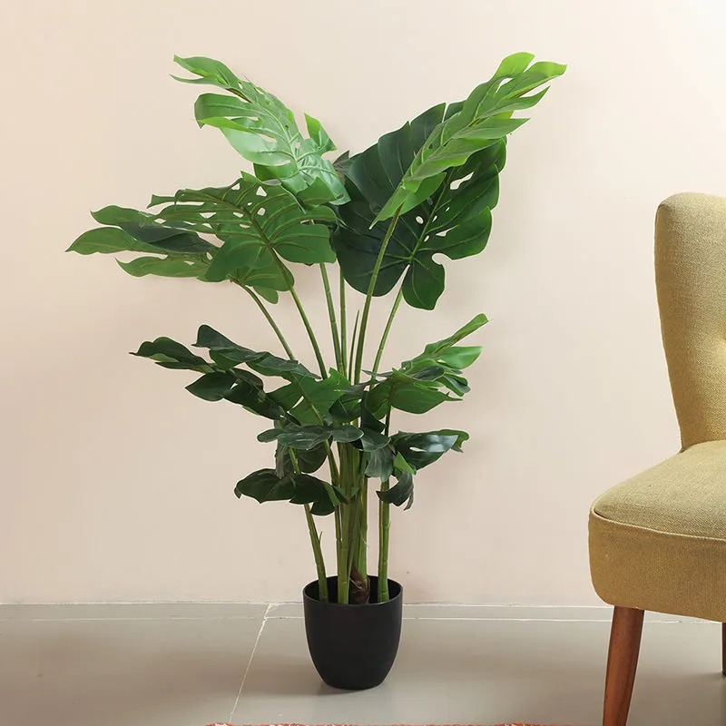 Neutra Artificial Monstera With Black Plastic Pot - 4 Feet media 3