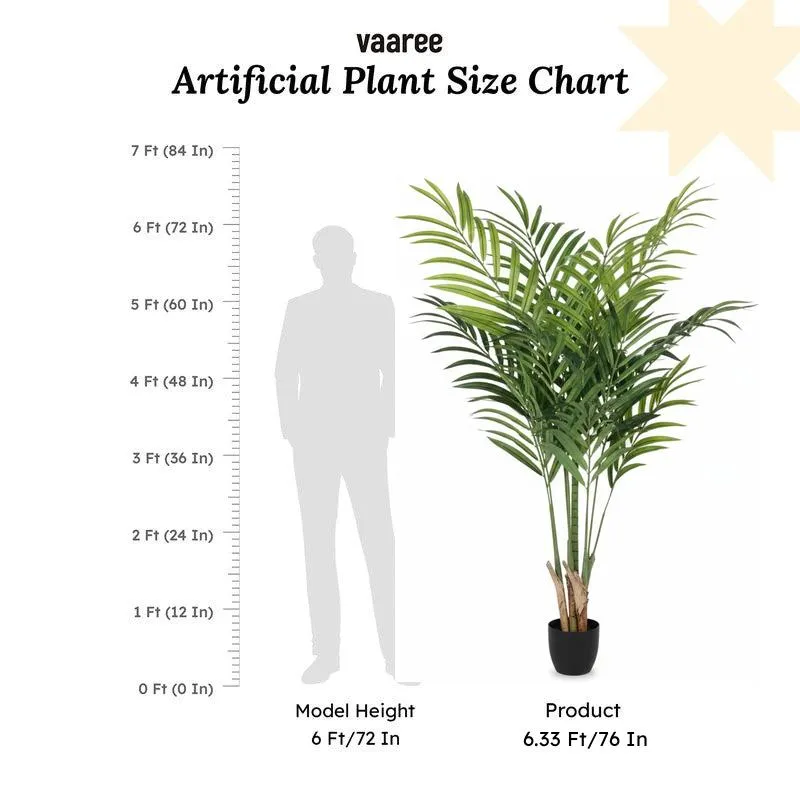 Faux Lush Palm Tree With Black Plastic Pot -  6.2 Feet media 6