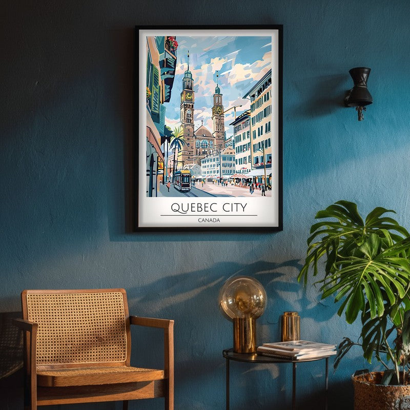 Vintage Quebec City Framed Canvas Wall Painting media 4