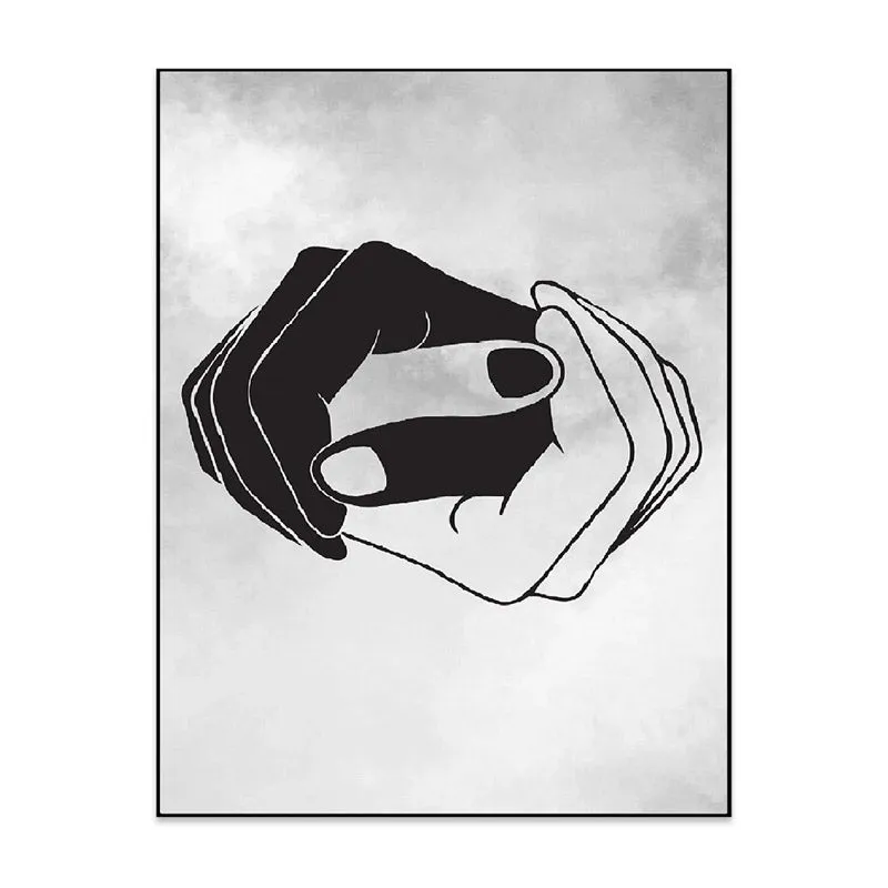 Monochrome Hands Wall Painting With Frame media 4