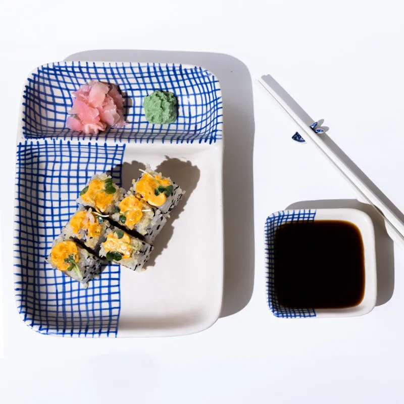 Ikigai Ceramic Chip n Dip Platter with Bowl & Chopstick Holder - Three Piece Set media 3