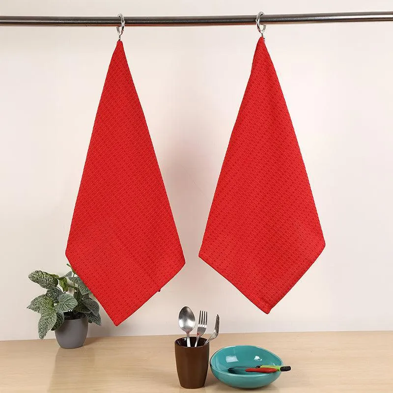 Sunbeam Cotton Kitchen Towel (Red) - Set Of Two media 1