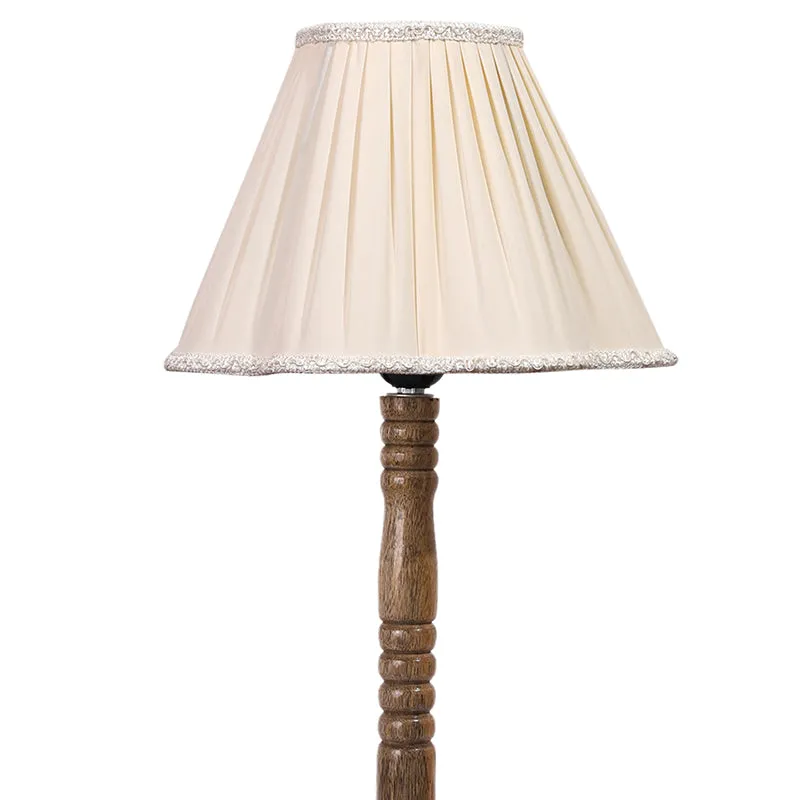 Circle Light Table Lamp With Wooden Base - White,Brown media 5
