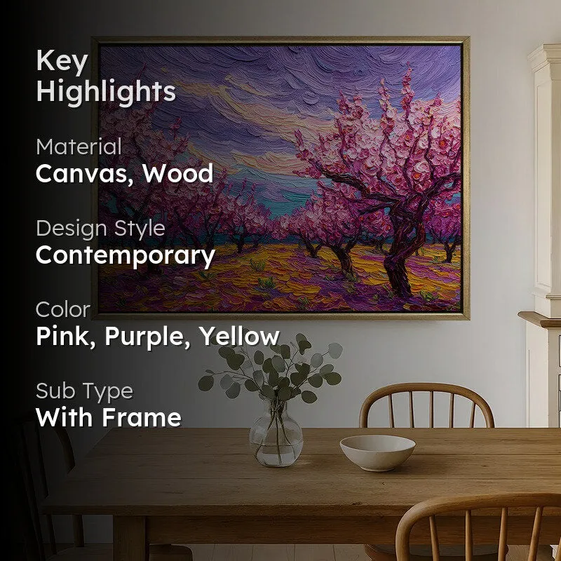 Blush Meadow Canvas Wall Painting With Frame media 2