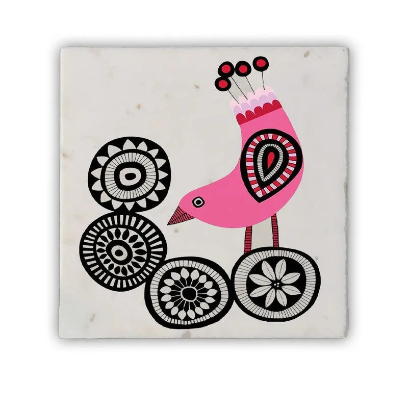 Enigmatic Bird Design Marble Wall Art - 10 Inches media 3