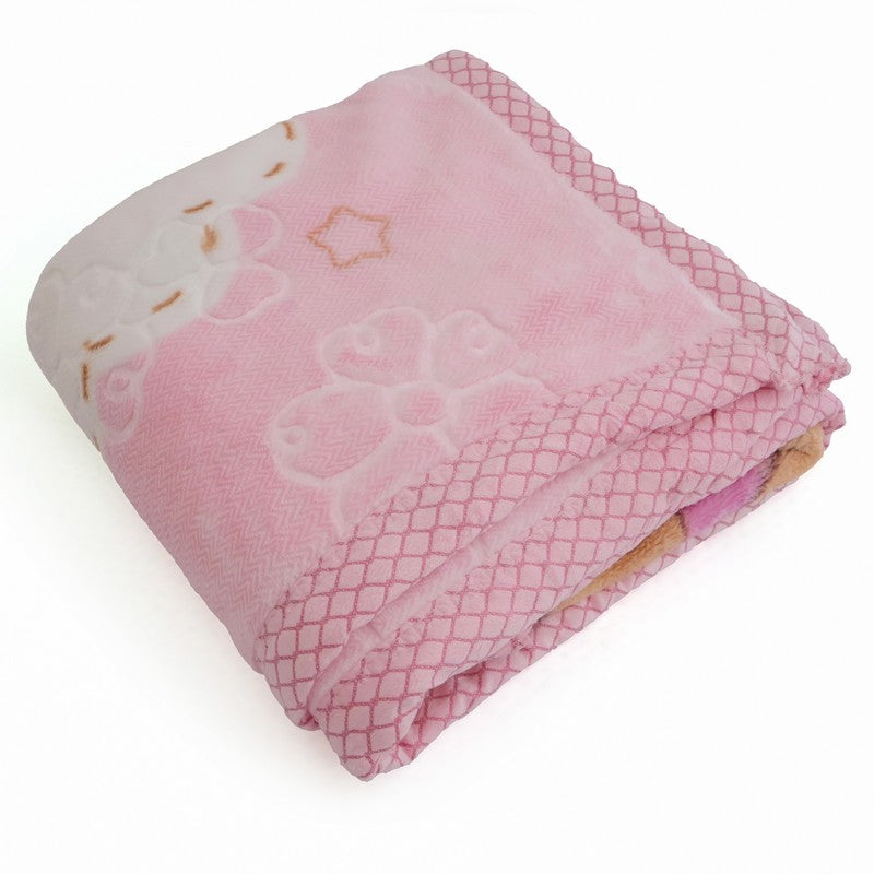 Snugsy Cartoon Woolen Kids Blanket (Pink) - 350 GSM media 3