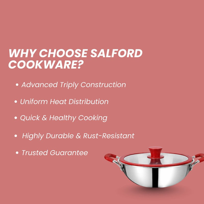 Salford Triply Kadhai with Lid (3000 mL) With Lid - 24 CM media 8