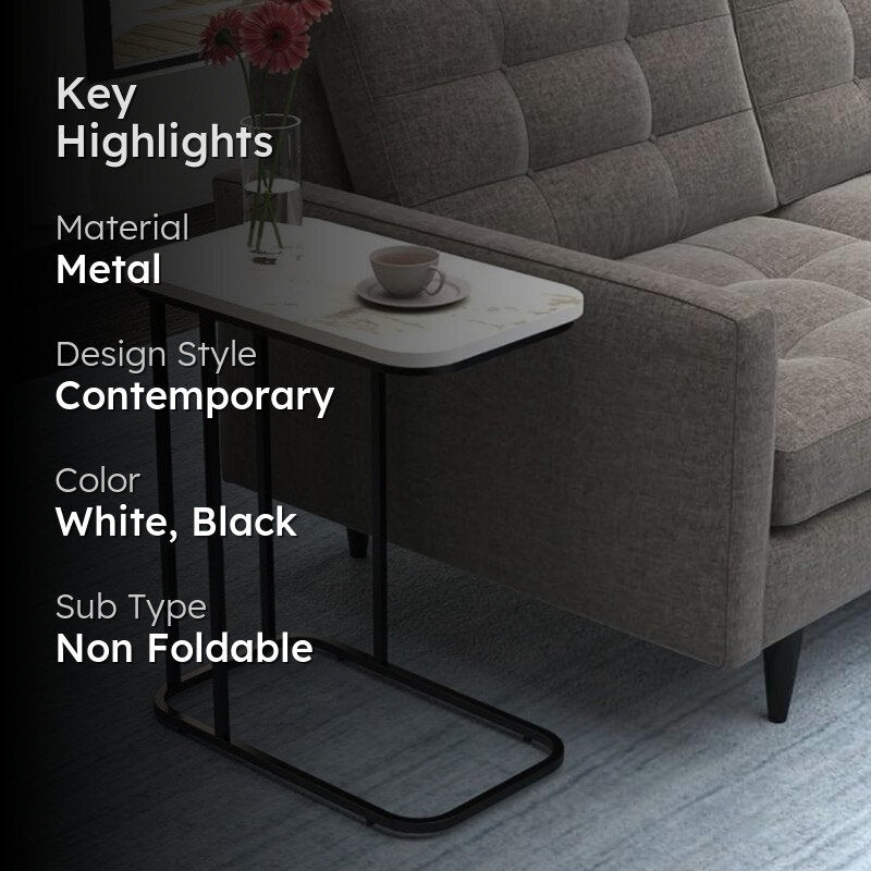 Paradox Pure Metal SideTable with Marble Top media 2