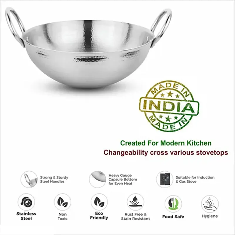 Vintage Hammered Kadhai - 3200 mL / 10 Inches media 6