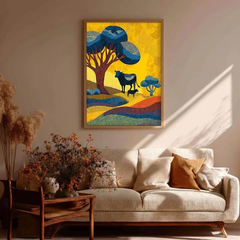 Sunlit Canvas Wall Painting With Brown Frame media 7