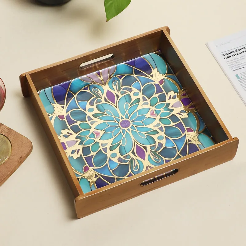 Floral Feast Square Wooden Serving Tray media 1