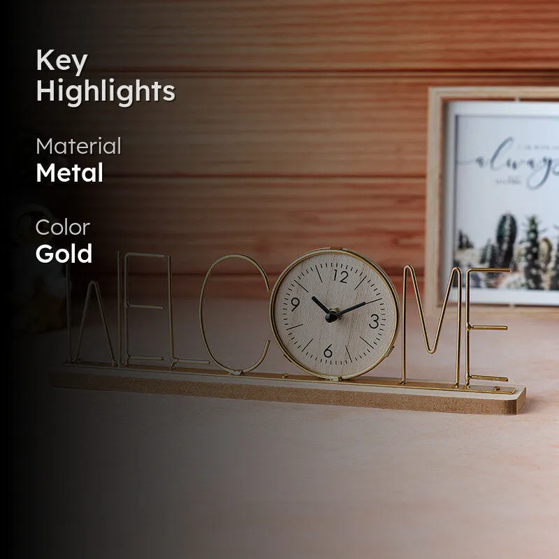 Typo Welcome Table Clock - Gold media 2