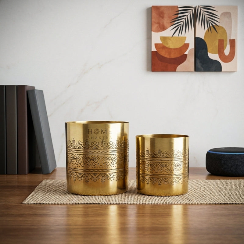 Vinyas Raaga Golden Planter - Set Of Two