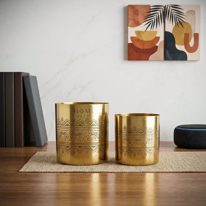 Vinyas Raaga Golden Planter - Set Of Two media 1